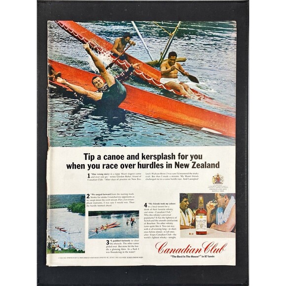 Canadian Club Whiskey "A canoe and kersplah in race" Vintage Print Ad 1966 - Picture 3 of 3